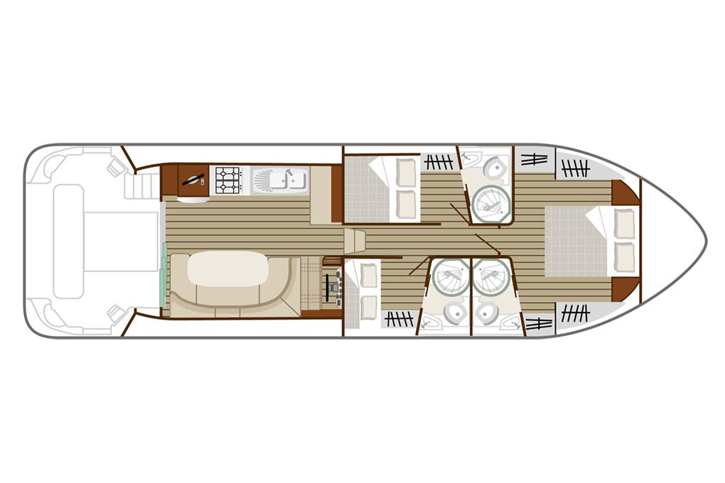 Grundriss Hausboot Estivale Sixto+ - 3 Kabinen